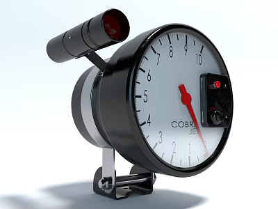 Cobra Gauge With Black White Dial Red Pointer And Metal Stand 3d model