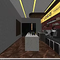 Modern Teahouse Interior Design With Marble Bar And Wooden Decor Elements 3d model