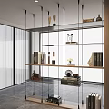 Modern Open Bookshelf Design With Wooden Shelves Glass Panels Books And Decorative Items