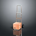 Metal Hand Truck With Orange Box For Transport And Logistics Operations