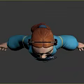 3D Model Game Movie Character In Blue Tracksuit With Red Shoes And Headphones