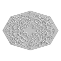 White Octagonal Ceiling Medallion With Intricate Embossed Decorative Patterns For Decoration 3d model