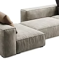 Modern Sectional Sofa With Neutral Tones Plush Pillows And Checkered Cushions 3d model