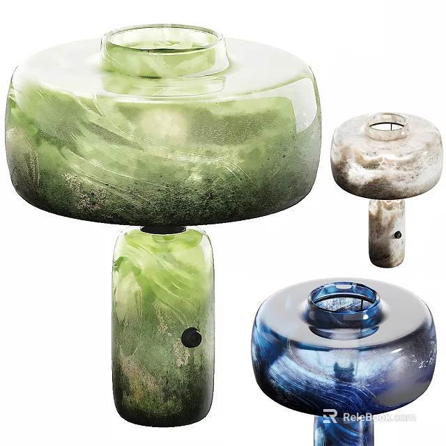 Colorful Textured Modern Table Lamps With Glass Bodies And Unique Design Features 3d model 