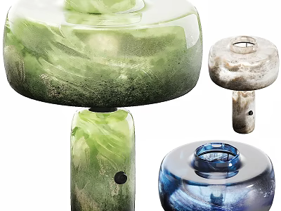 Colorful Textured Modern Table Lamps With Glass Bodies And Unique Design Features 3d model