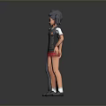 Two Children Boy and Girl in School Uniforms Standing with Gray Pants Red Skirt