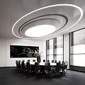 Modern Conference Room Interior Design With Meeting Table Chairs And Ceiling Lighting
