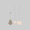 Modern Pendant Lights With Various Designs And White Shades Hanging On Dark Background