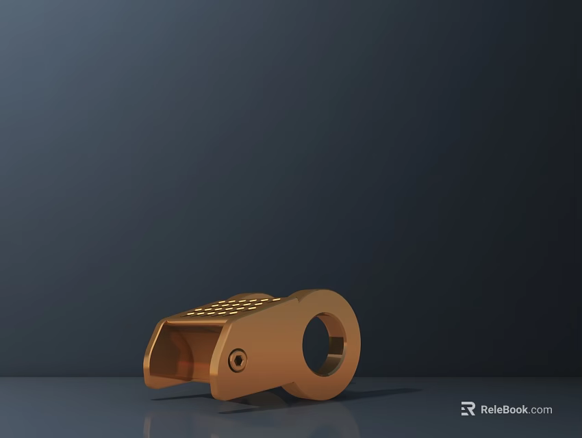 Copper Door Handle With Grid Texture And Circular Design For Modern Home Decor 3d model 