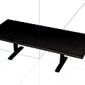 Modern Sleek Rectangular Light Wooden Dining Table With Simple Black Metal Legs Design 3d model