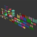 Wooden Scene Components Collection Featuring Fences Railings Shelves And Ladders