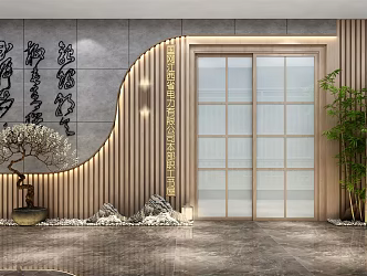New Chinese Style Door Head Book Bar Appearance 3d model