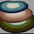 Colorful Layered Round Shaped Rugs with Gradient Tones and Soft Texture
