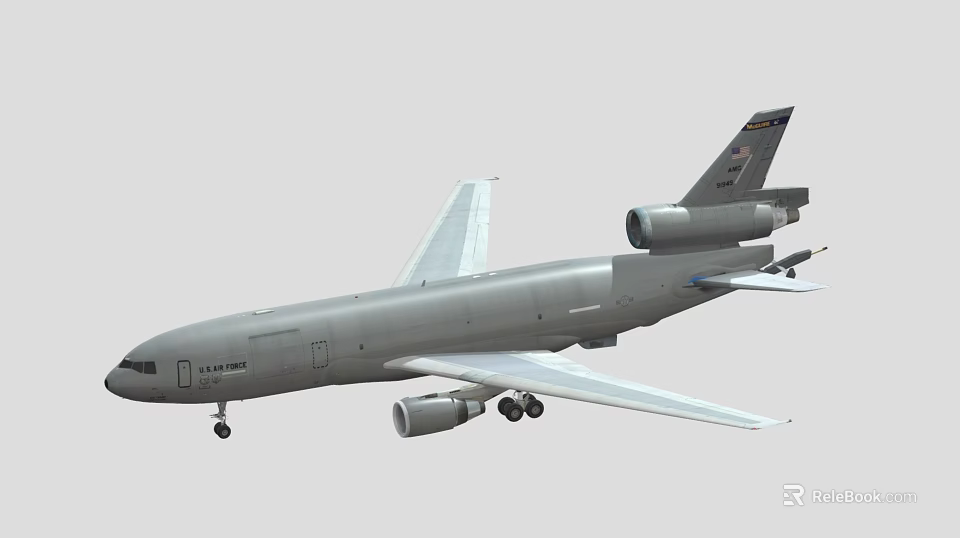 Gray Passenger Aircraft With Wing Mounted Engines And Tail Logo Design Features 3d model 