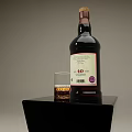 Glenfiddich 18 Year Old Whisky Bottle With Glass On Black Stand Dark Background