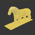 Detailed Carved Ancient Stone Horse Sculpture Displayed On Flat Stone Plinth