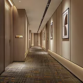 Modern Luxury Hotel Corridor With Warm Ambient Lighting Stylish Patterned Carpet And Exquisite Interior Design