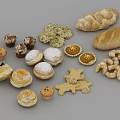 Assorted Baked Food Collection Including Bread Cupcakes Donuts Cookies and Pastries