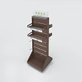 Gray And Brown Multi Tier Display Shelves With Hooks For Retail 3d model