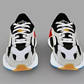 Stylish Black And White Sneakers With Colorful Accents And Modern Design