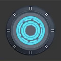 Futuristic Circular Glowing Device With Blue Light And Metallic Base Structure