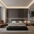 Modern Bedroom Interior Design With King Bed Brown Armchair And Wooden Floors
