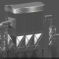 Large Industrial Dust Collector Equipment With Metal Pipes And Support Structures