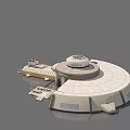 Futuristic Base Design Featuring Domed Structures And Elongated Building With Platforms 3d model
