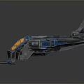 Futuristic Sci-Fi Spaceship 3D Model With Blue Orange Design And Detailed Components 3d model