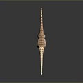 Realistic Long Neck Dinosaur Model With Striped Body Standing On Dark Background