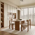 Modern Dining Table and Chair Chandelier Sideboard 3d model