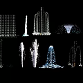 Various Decorative Fountain Designs With Different Water Spray Patterns And Styles 3d model