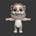 Cute Pink Cartoon Lion Cub Character With Big Blue Eyes And Open Arms