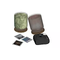 Elegant Glassware Set with Wooden Coasters and Ice Cubes for Home Bar