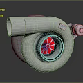 High Performance Industrial Turbocharger with Metal Housing and Red Rotor Blades