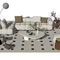 Modern Sofa Coffee Table Combination Cream Sofa Combination 3d model