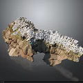 Wood and Stone Decorative Model Featuring Natural Textures and Detailed Landscape Surface