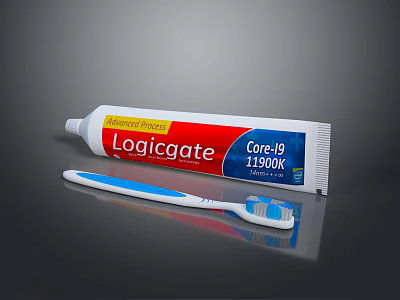 Toothpaste Tube And Toothbrush With Blue Bristles For Daily Oral Care 3d model