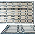 Modern Square Rug With Blue Geometric Pattern And Neutral Tones 3d model