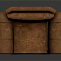 Vintage Brown Leather Armchair With Stitching Details And Worn Texture