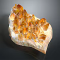 Natural Orange Crystal Cluster With Shiny Mineral Formations On White Matrix