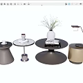Modern Minimalist Side Tables With Various Shapes Round Tops And Decorative Items 3d model