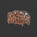 Red Wooden Debris With Structural Fragments In Pile Of Model Ruins 3d model