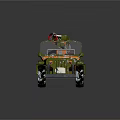 Green Military Style Toy Jeep With Rocket Launcher And Orange Seats