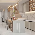 Modern Living And Dining Room Interior With Sofa Dining Table Pendant Lights And Rug