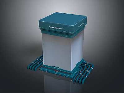 Active Cooling Device With Blue Top White Body And Blue Cooling Fins 3d model