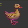 Yellow Decorative Duck Figurine Featuring Shiny Feathers Orange Beak And Feet