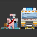 Emergency Scene Components With Toy Ambulance Medical Staff Stretcher And Equipment