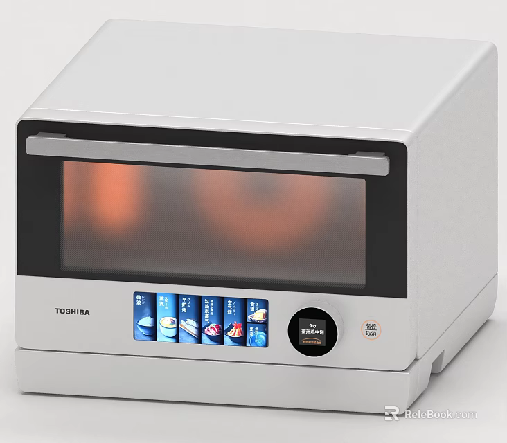 Modern Toshiba Countertop Kitchen Oven With Transparent Door And Control Buttons 3d model 