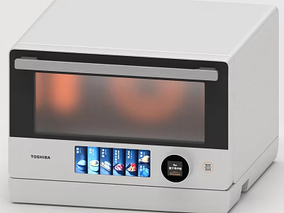 Modern Toshiba Countertop Kitchen Oven With Transparent Door And Control Buttons 3d model